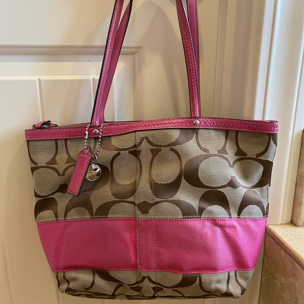 Coach Signature Stripe Tote - Picture 3 of 11